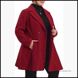 Plus Size Peacoat A-Line Coat Notched Lapel Double Breasted